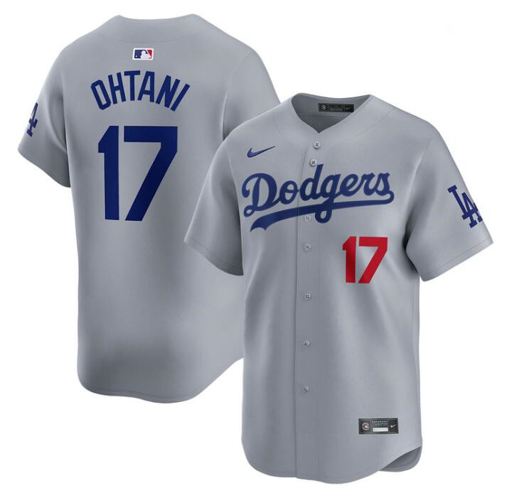 Men's Los Angeles Dodgers #17 Shohei Ohtani Gray Alternate Limited Stitched Baseball Jersey